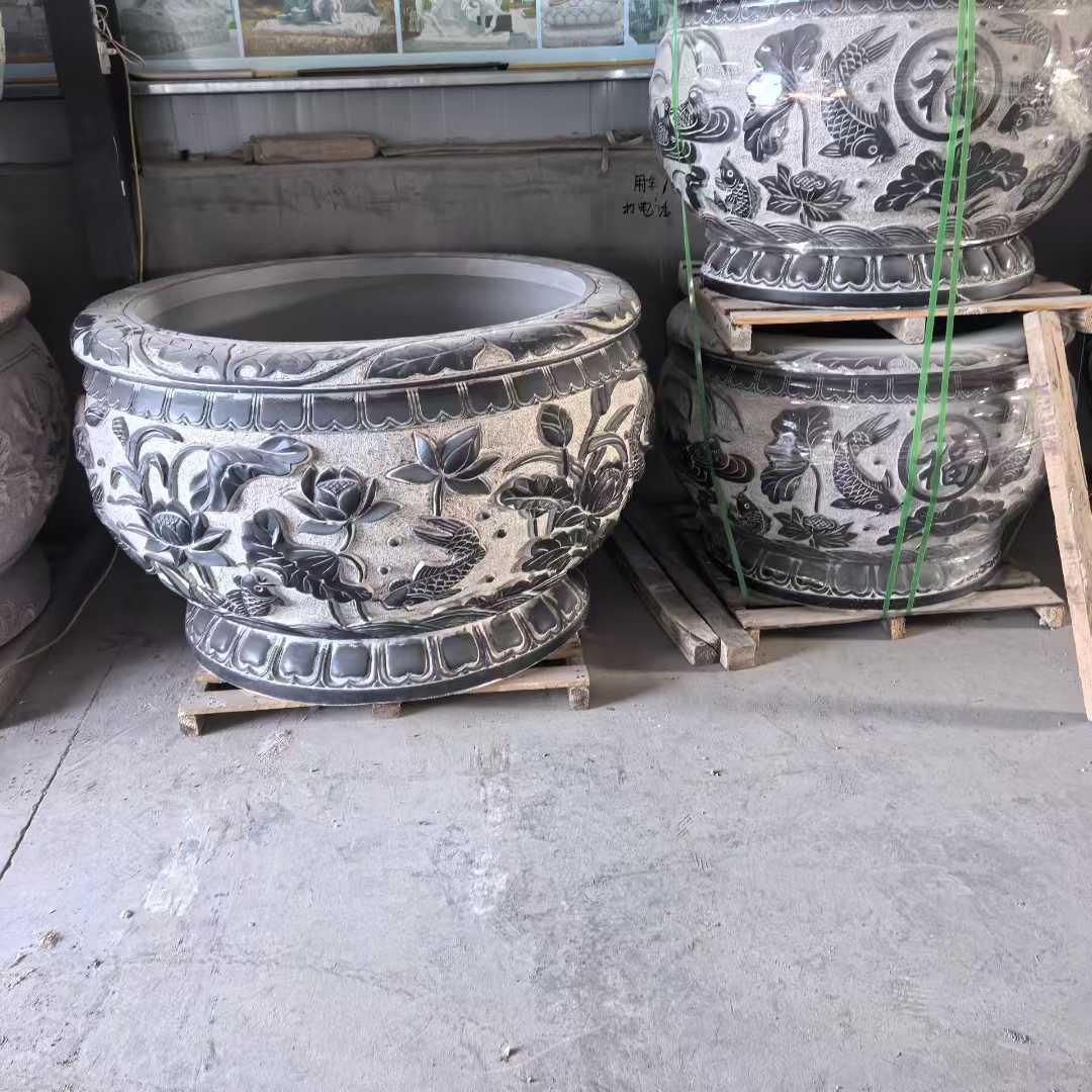 嘉祥玉华石业 匠心雕琢庭院石雕水缸，龟石缸适配多场景装饰